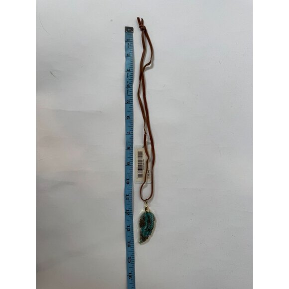 Turquoise Leaf Pendant Necklace With Leather Cord By The Jewelry Junkie - Picture 3 of 13